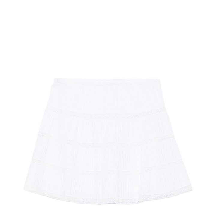 Mini Skirt with Embroidered Trims in Batiste Cotton