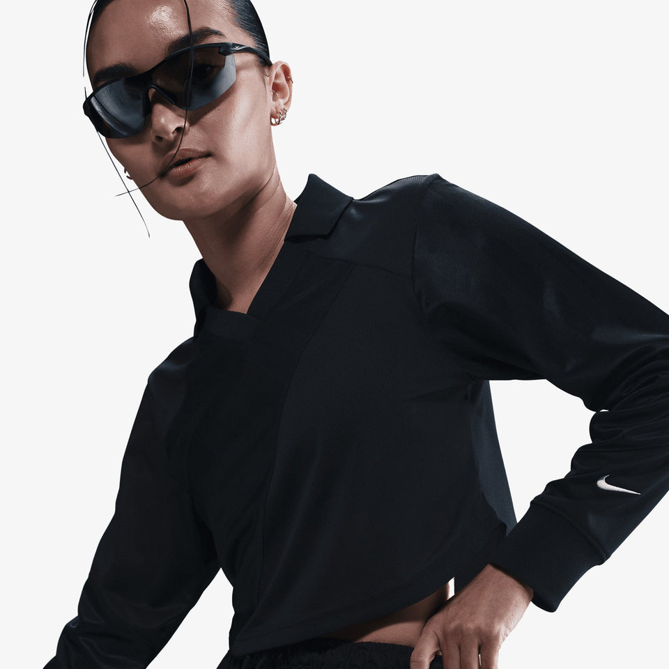 NIKE SPORTSWEAR LONG-SLEEVE CROPPED JERSEY { BLACK/BLACK/SAIL