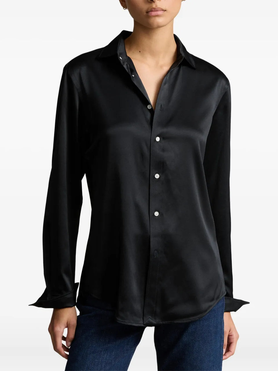 satin button-up shirt