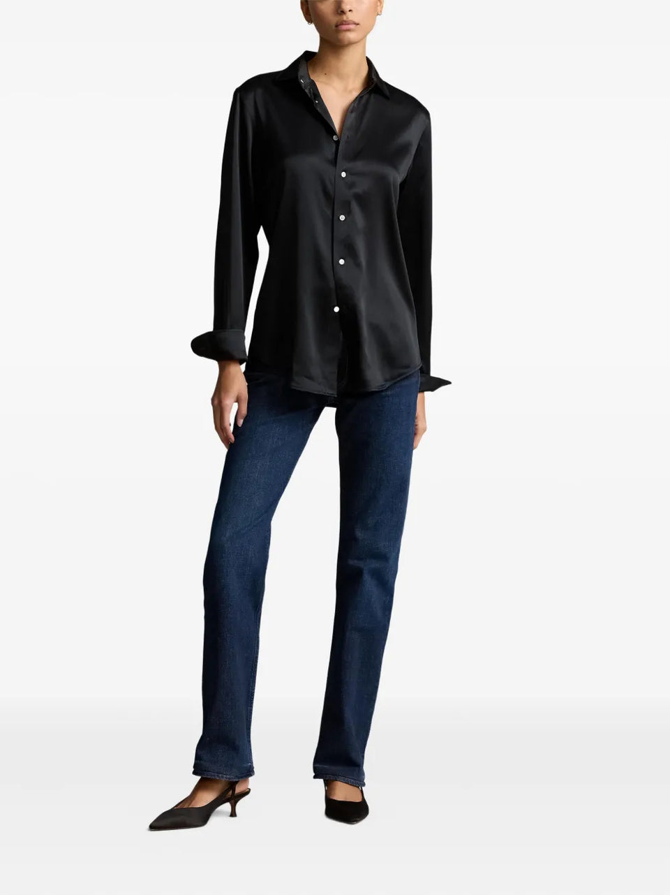 satin button-up shirt