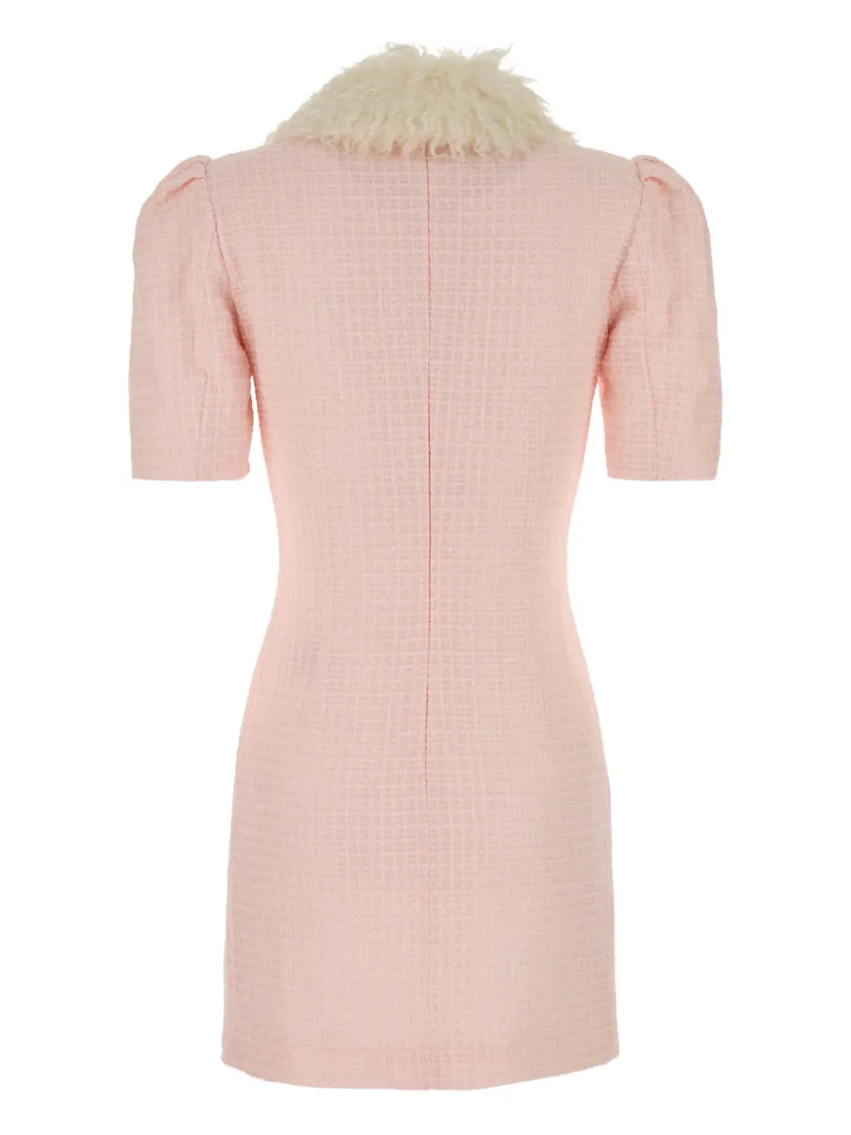 button-up dress with faux fur collar