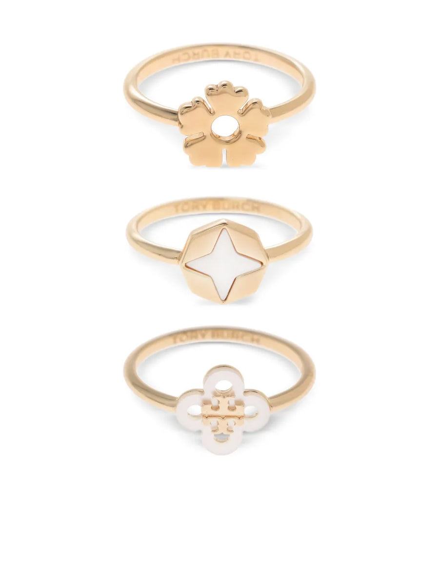 charm-embellished ring (set of three)
