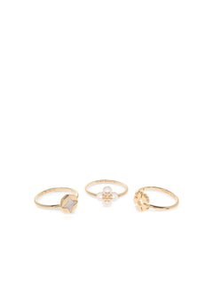 charm-embellished ring (set of three)