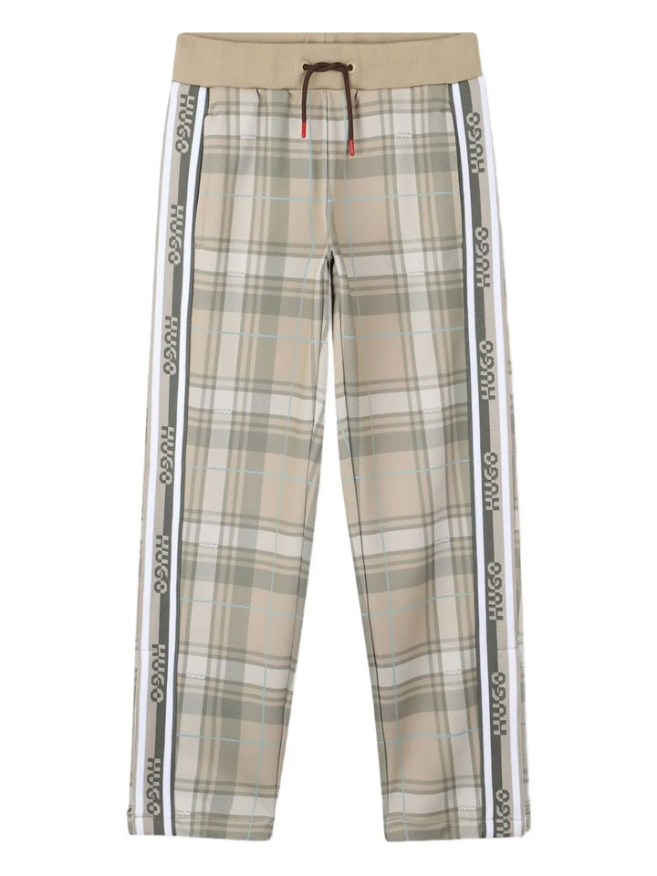 plaid drawstring trousers