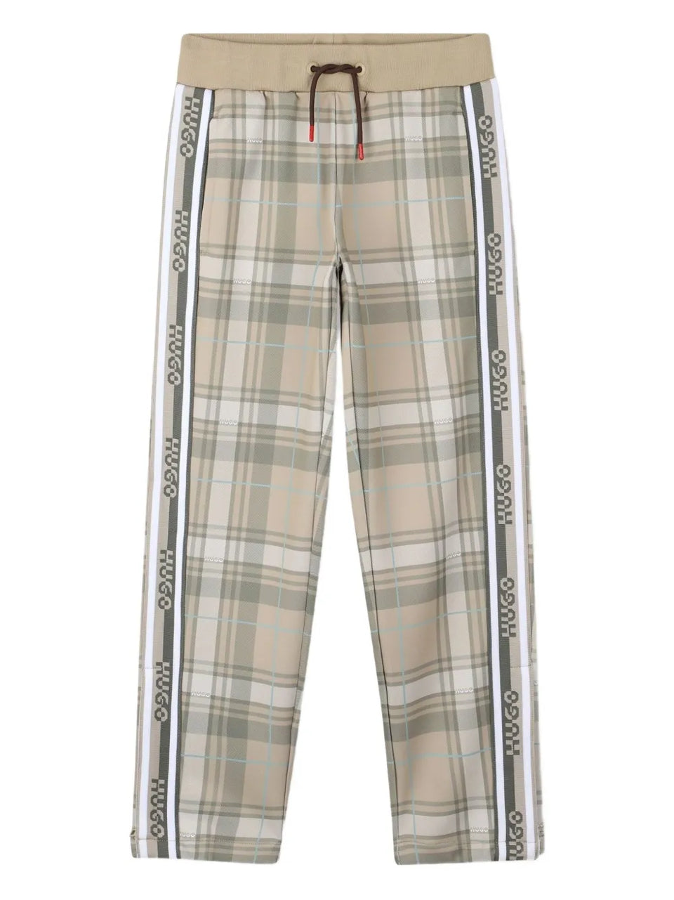 plaid drawstring trousers