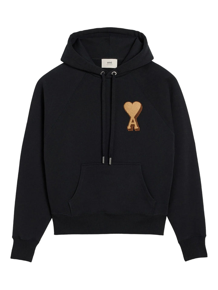 AMI Paris logo-embroidered Hoodie Black
