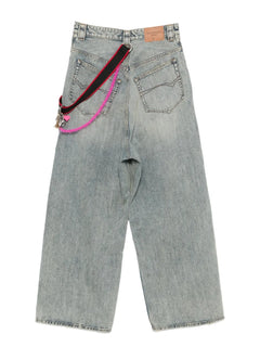 chain-embellished jeans