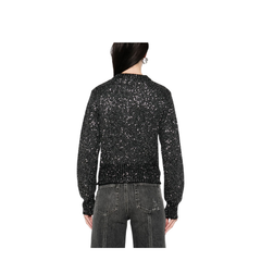 Black Wool Blend Cropped Sweater