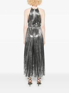 metallic pleated dress
