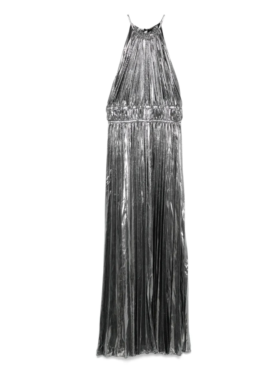 metallic pleated dress
