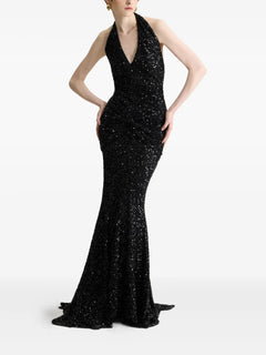 sequinned halterneck maxi dress
