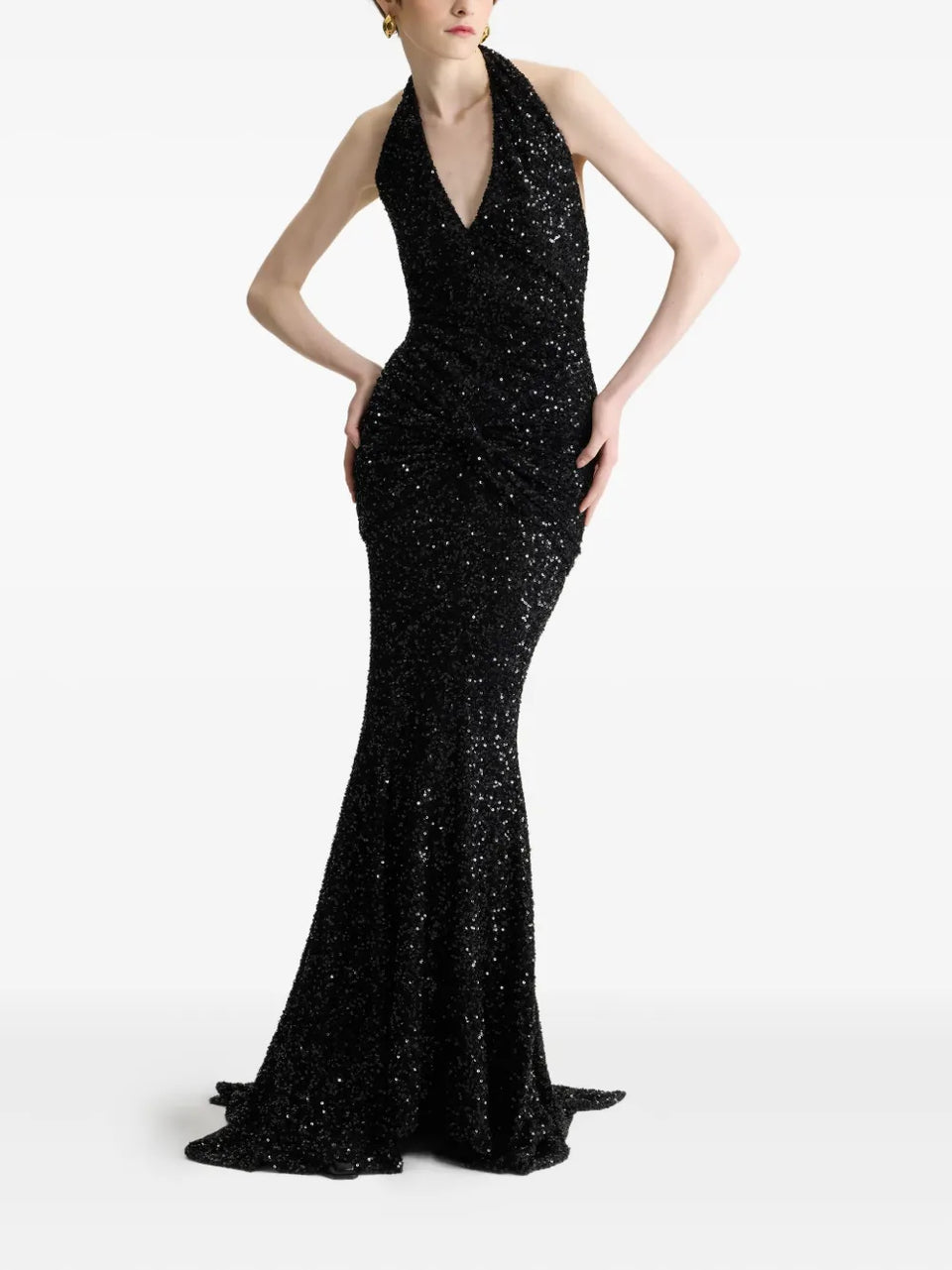 sequinned halterneck maxi dress