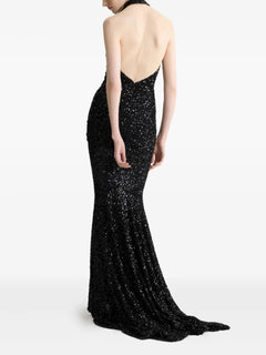 sequinned halterneck maxi dress