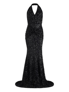 sequinned halterneck maxi dress