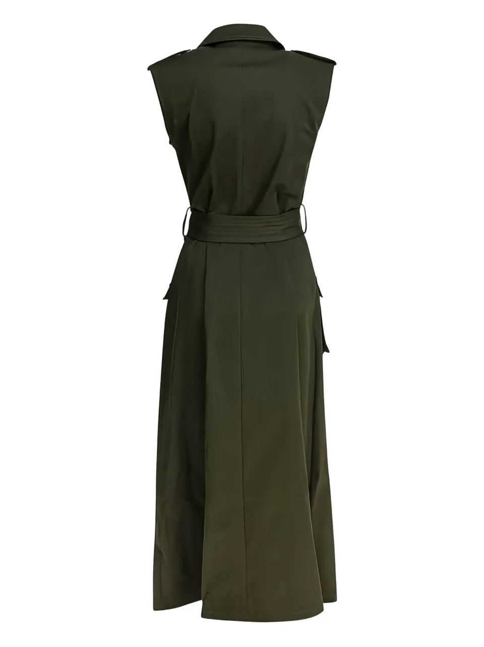 belted double-breasted midi dress