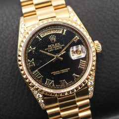 Rolex | Day-Date | 18018 | Yellow gold | 36 mm | Yellow gold | Black | Automatic