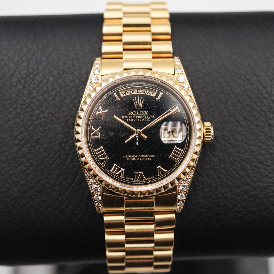 Rolex | Day-Date | 18018 | Yellow gold | 36 mm | Yellow gold | Black | Automatic