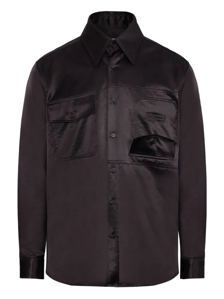 satin button-up shirt