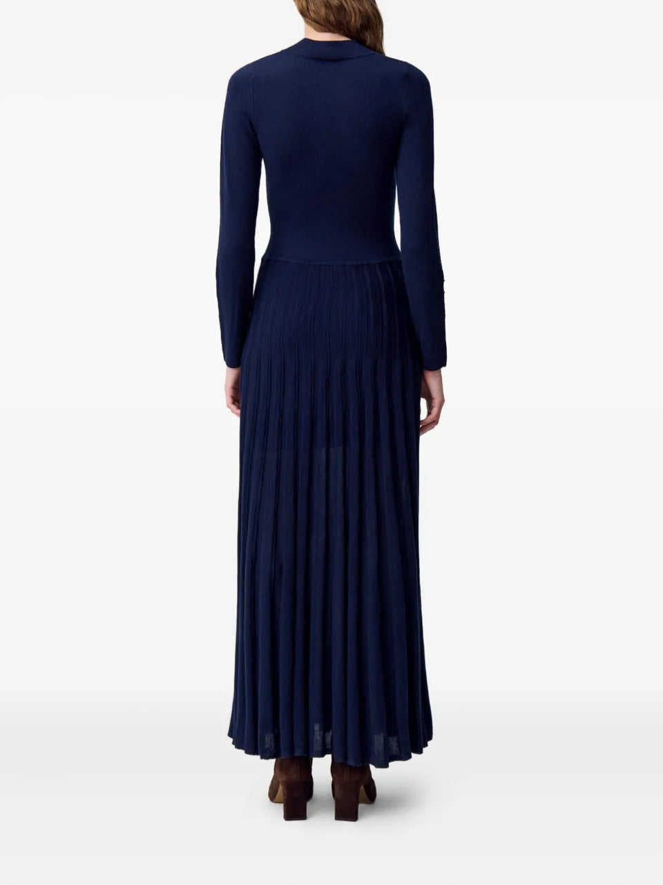 pleated-cuff knitted dress