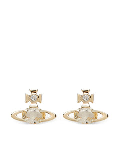 gold brass crystal earrings