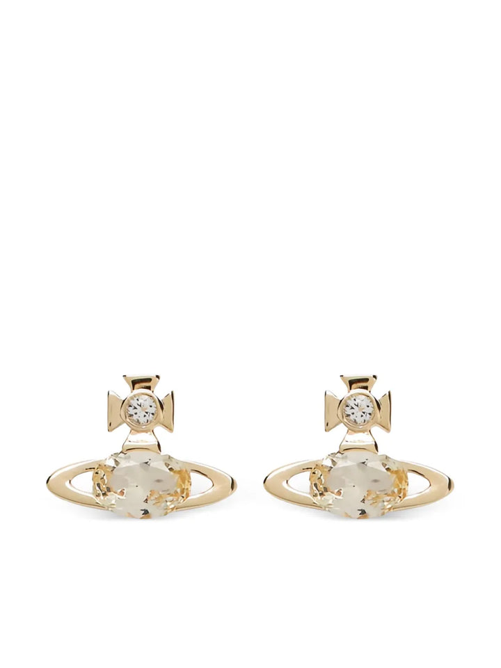 gold brass crystal earrings