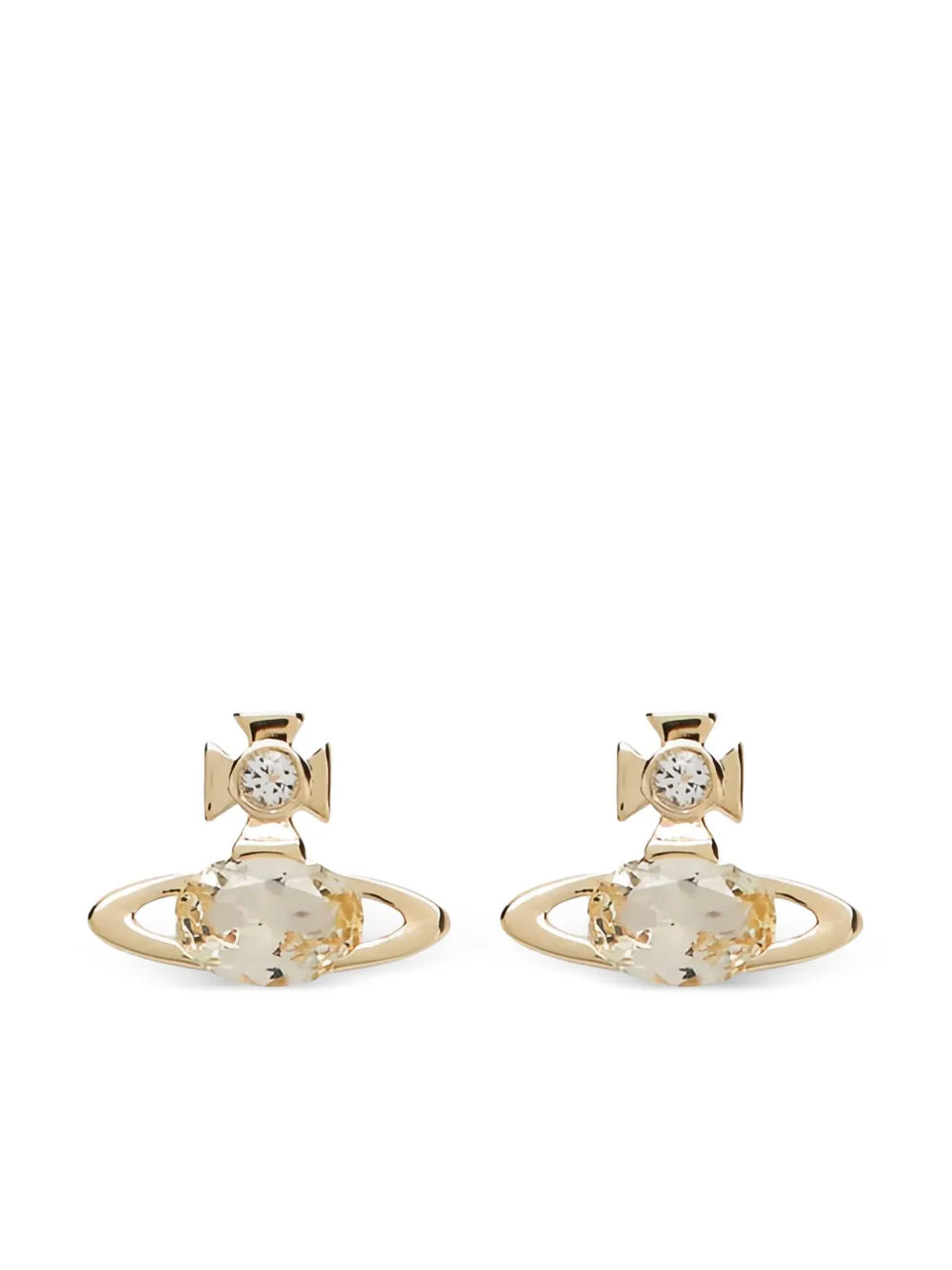 gold brass crystal earrings