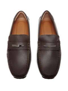 embossed leather loafers