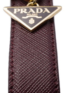 Saffiano leather triangle-logo keyring