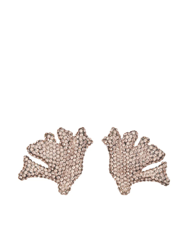 Coral rhinestone-embellished clip-on earrings