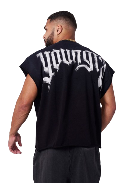YOUNG LA 3056 - Drop Shoulder Cut-Offs Black Wash