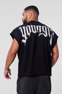 YOUNG LA 3056 - Drop Shoulder Cut-Offs Black Wash
