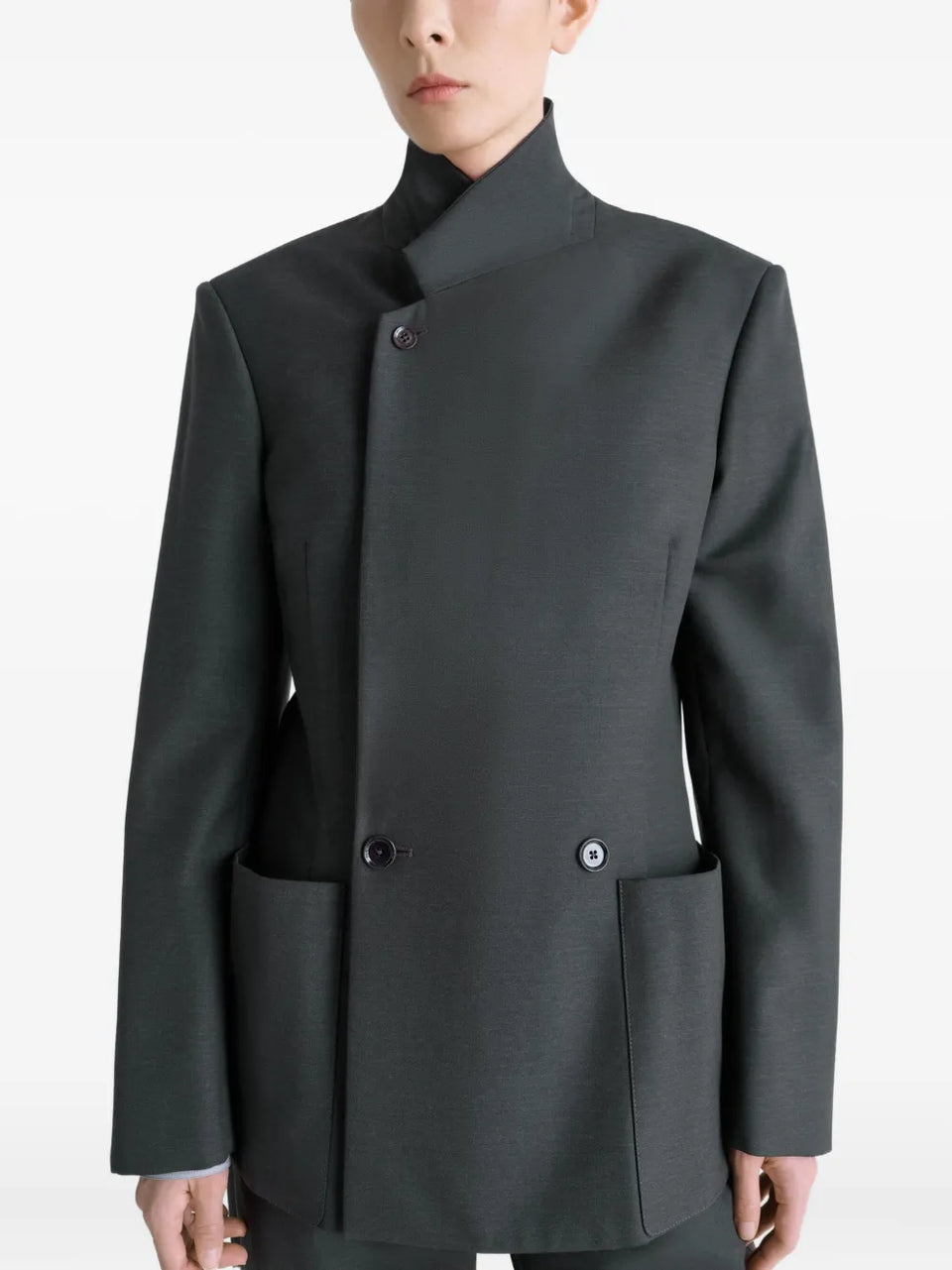 double-breasted patch-pocket blazer