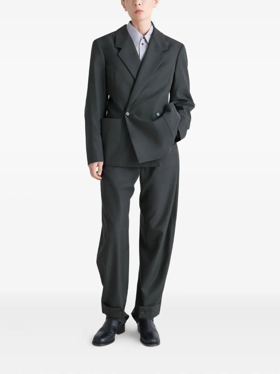 double-breasted patch-pocket blazer