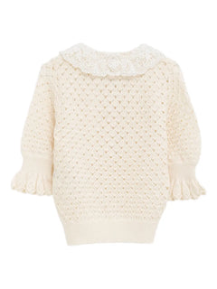 lace-collar open-knit sweater