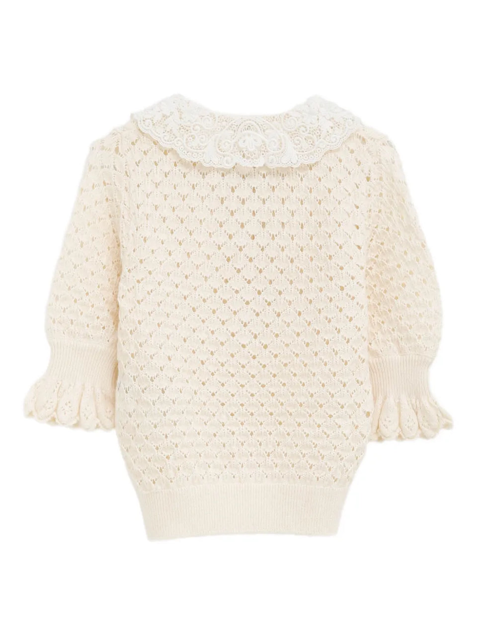 lace-collar open-knit sweater