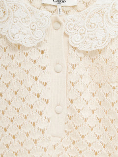 lace-collar open-knit sweater