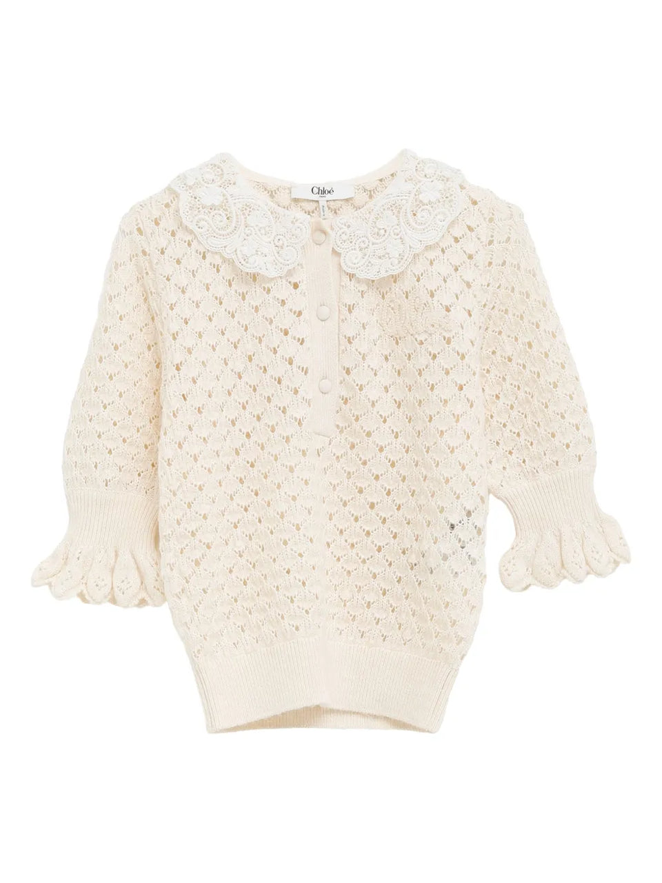 lace-collar open-knit sweater