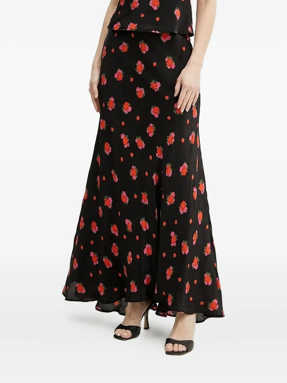 floral-print flared skirt