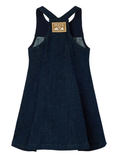 embroidered pocket denim dress