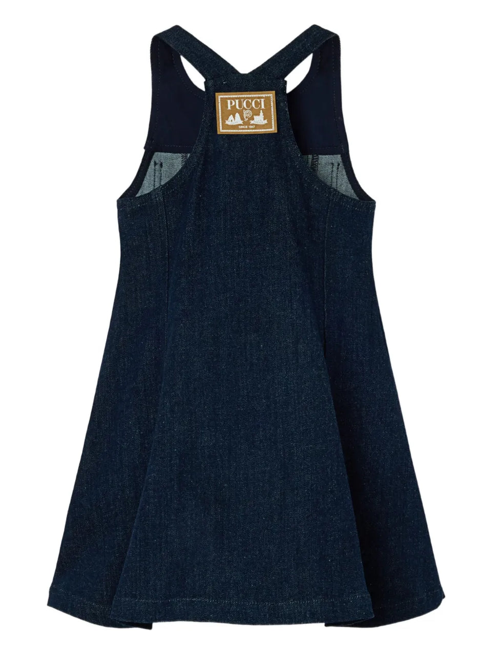embroidered pocket denim dress