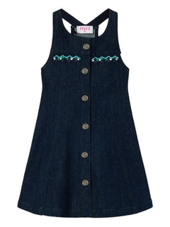 embroidered pocket denim dress