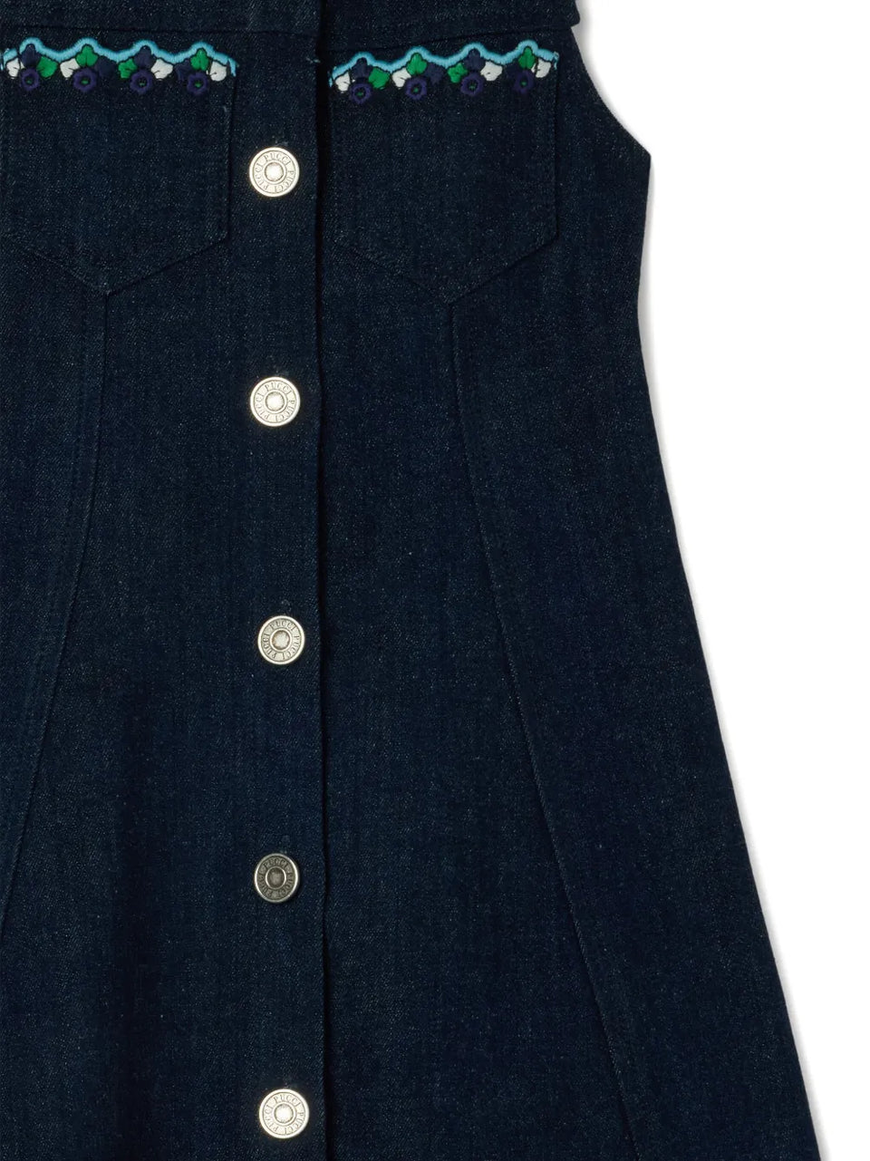 embroidered pocket denim dress