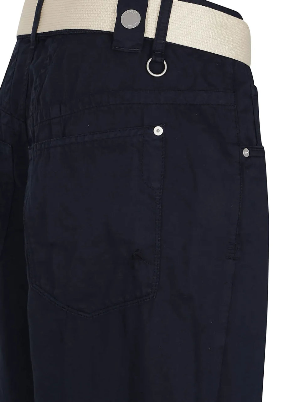 belted cotton-linen pants