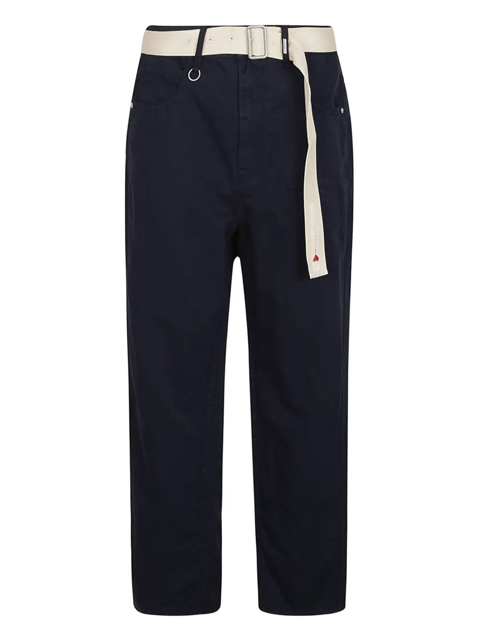 belted cotton-linen pants