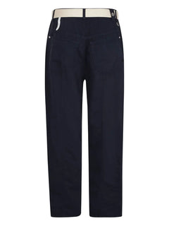 belted cotton-linen pants