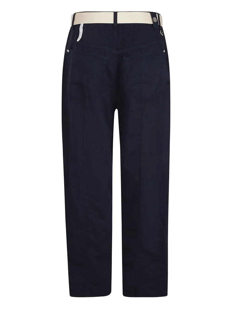 belted cotton-linen pants