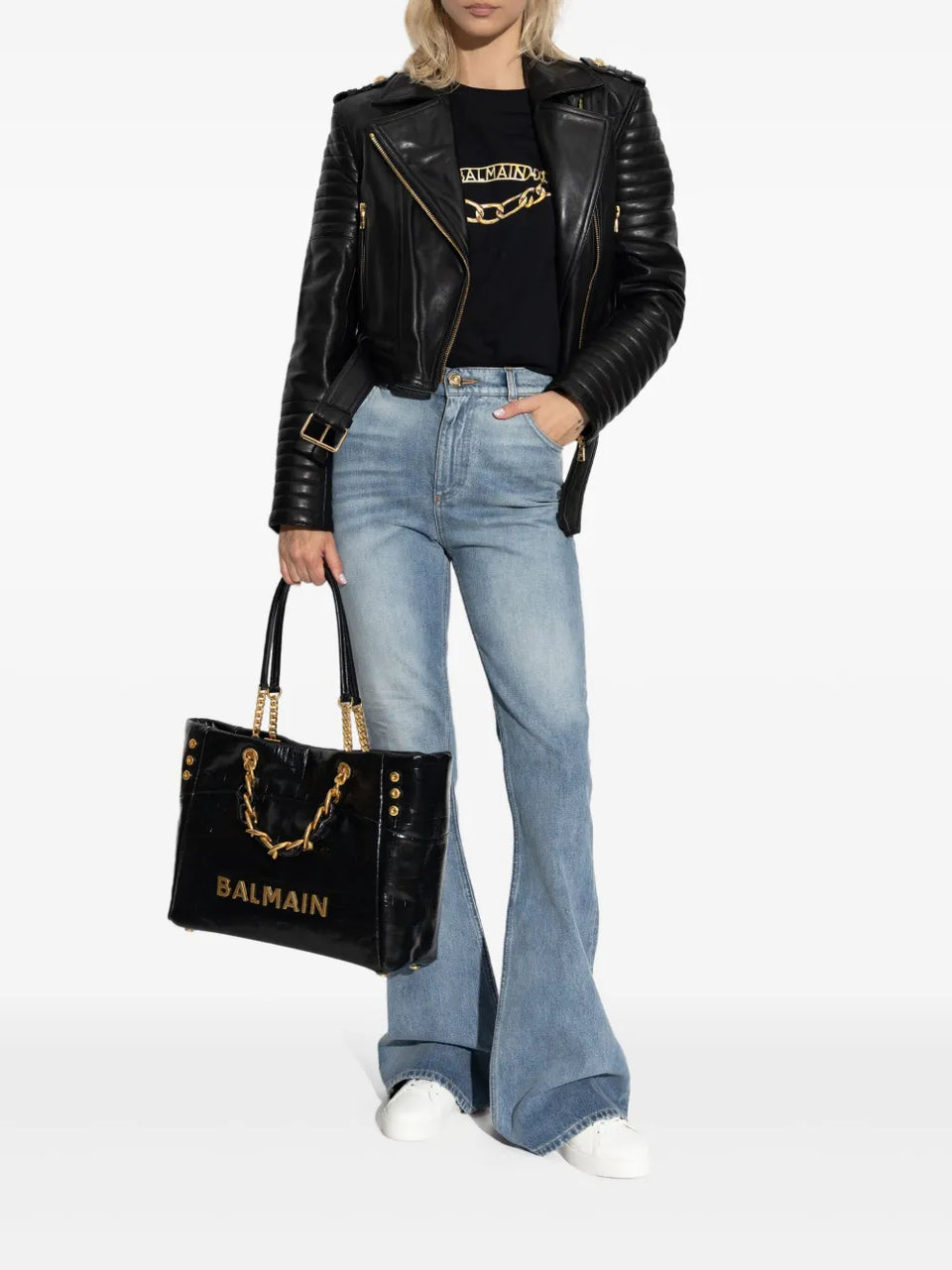 asymmetrical-zip leather jacket