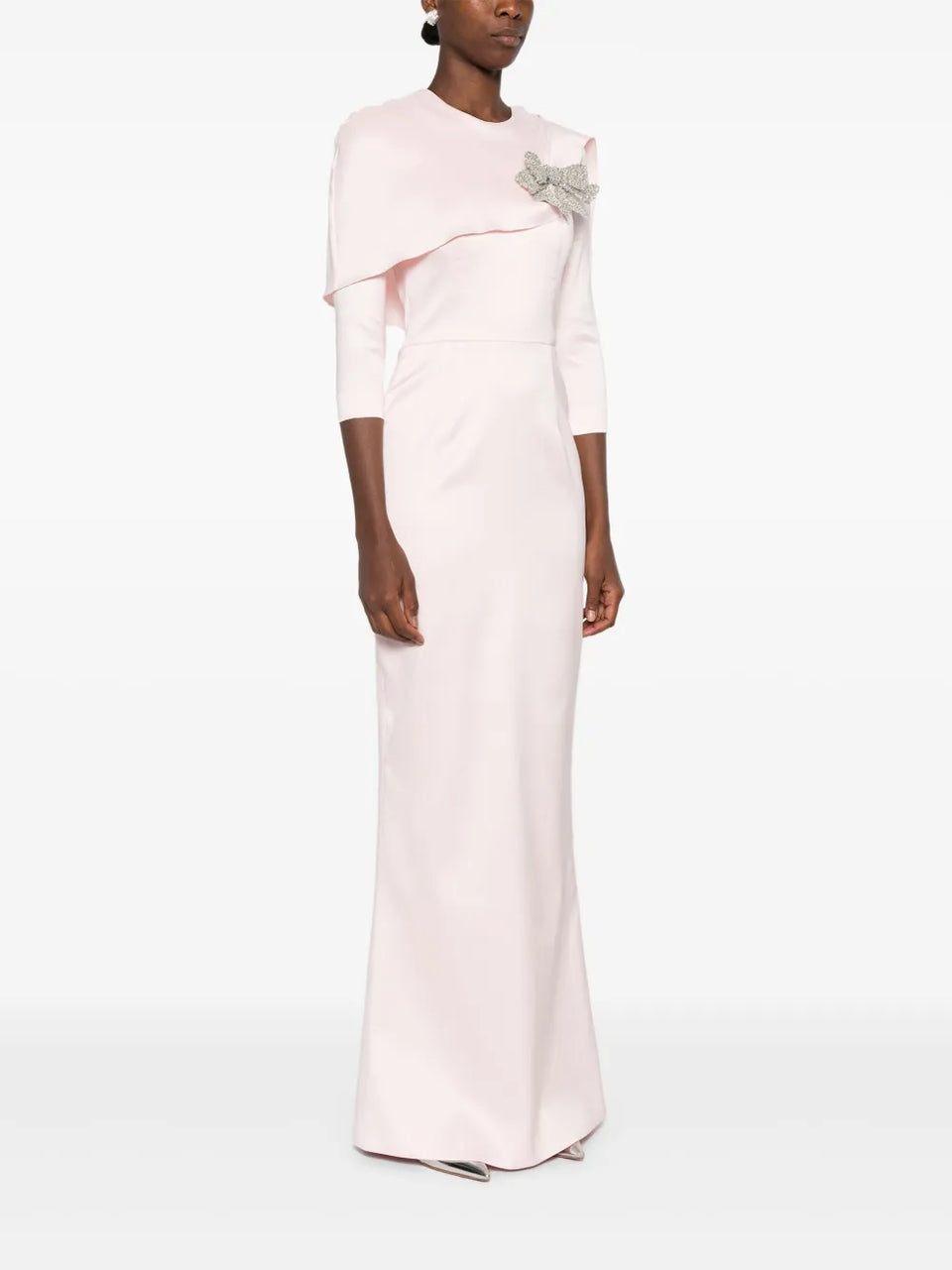 bow-embellished cape dress