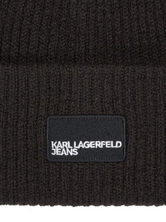 logo-patch ribbed beanie