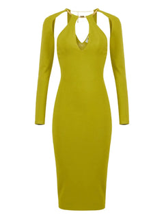 logo-necklace cut-out dress